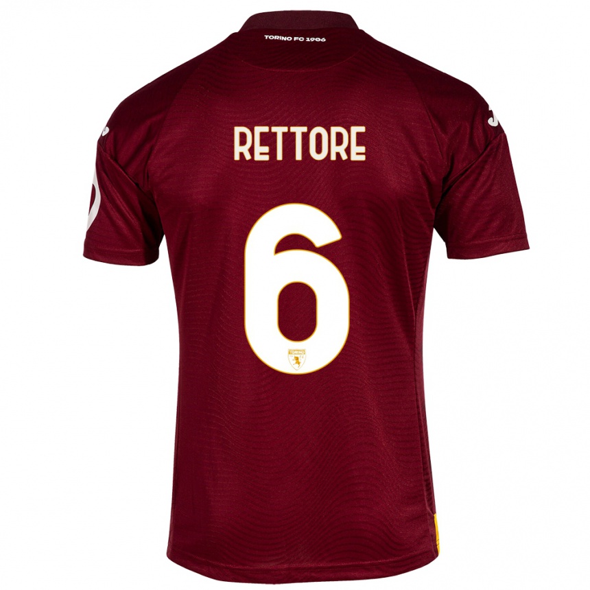 Niño Fútbol Camiseta Mirko Rettore #6 Rojo Oscuro 1ª Equipación 2023/24