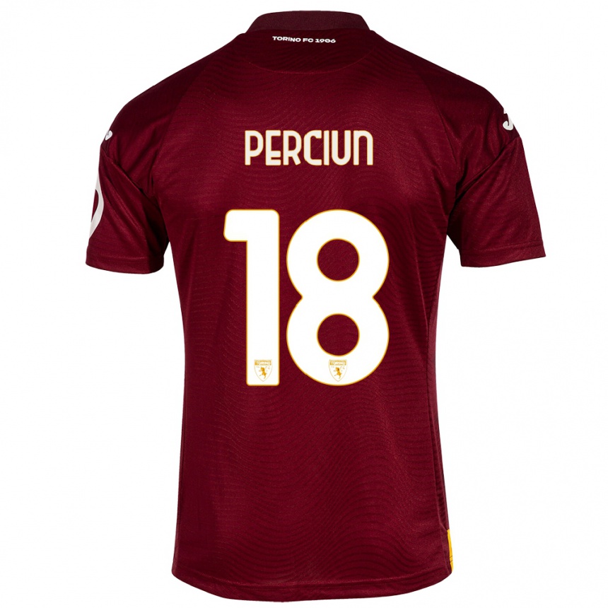 Niño Fútbol Camiseta Sergiu Perciun #18 Rojo Oscuro 1ª Equipación 2023/24