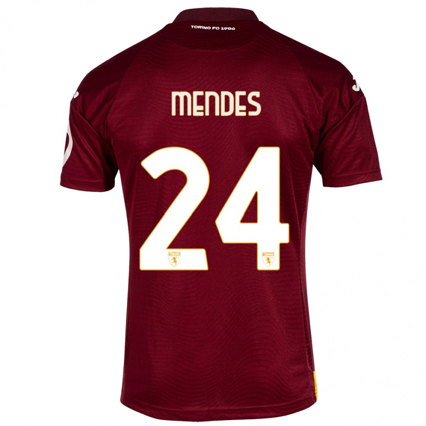 Niño Fútbol Camiseta Rodrigo Mendes #24 Rojo Oscuro 1ª Equipación 2023/24