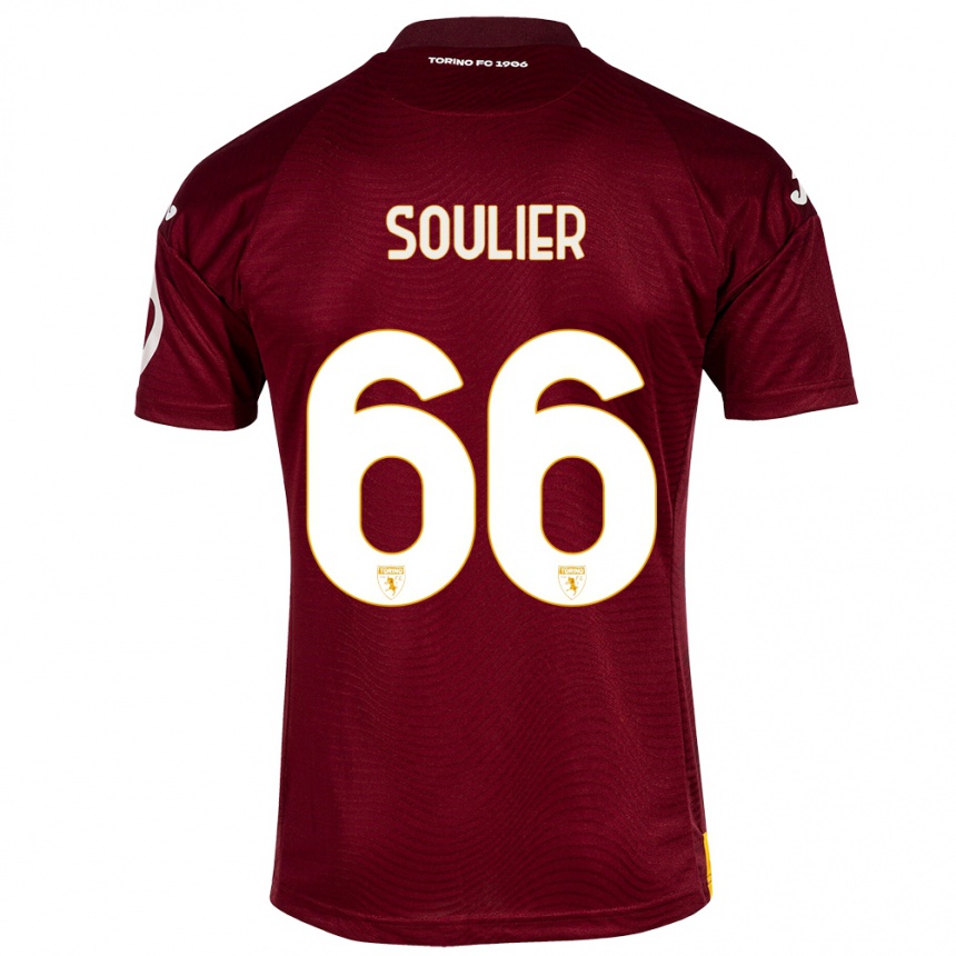 Niño Fútbol Camiseta Evan Soulier #66 Rojo Oscuro 1ª Equipación 2023/24