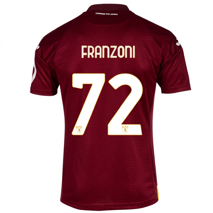 Niño Fútbol Camiseta Nicolò Franzoni #72 Rojo Oscuro 1ª Equipación 2023/24