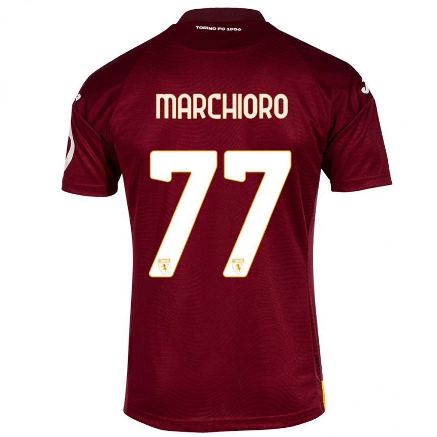 Niño Fútbol Camiseta Raffaele Marchioro #77 Rojo Oscuro 1ª Equipación 2023/24