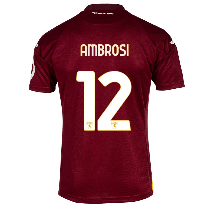 Niño Fútbol Camiseta Martina Ambrosi #12 Rojo Oscuro 1ª Equipación 2023/24