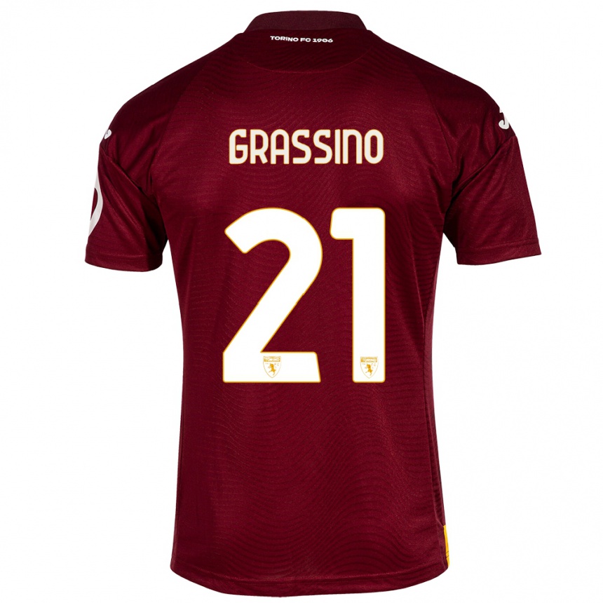 Niño Fútbol Camiseta Giulia Grassino #21 Rojo Oscuro 1ª Equipación 2023/24