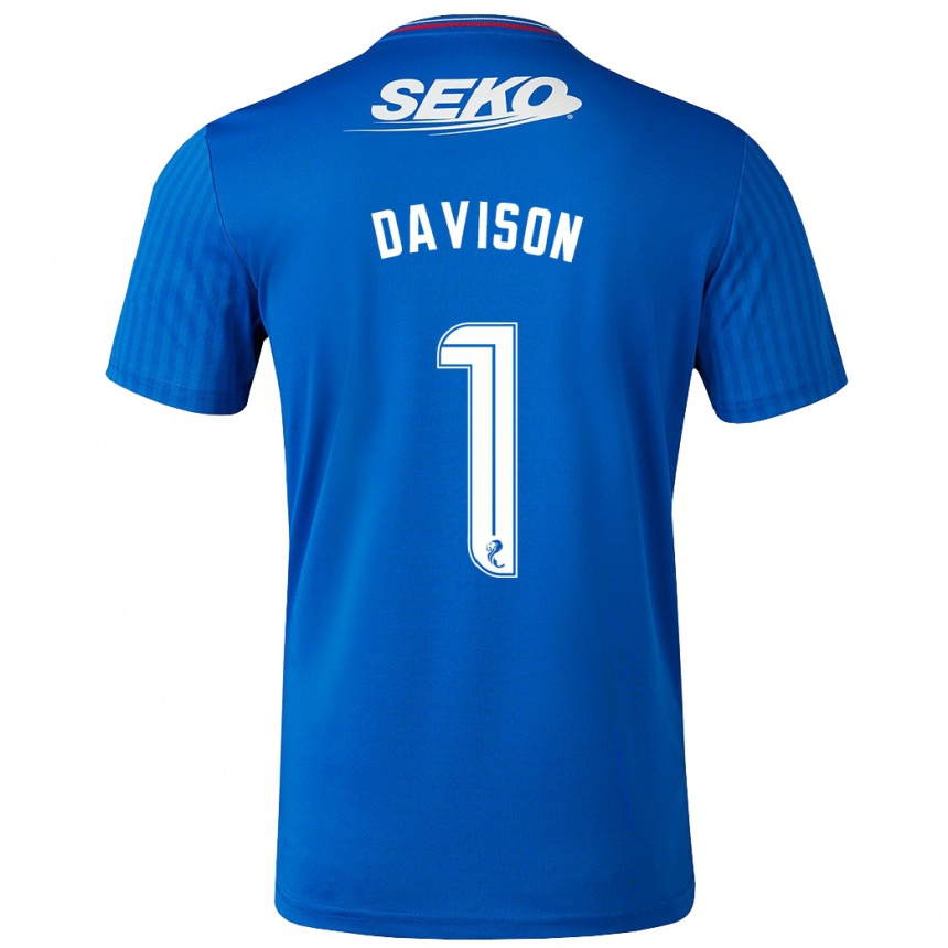 Niño Fútbol Camiseta Hannah Davison #1 Azul 1ª Equipación 2023/24