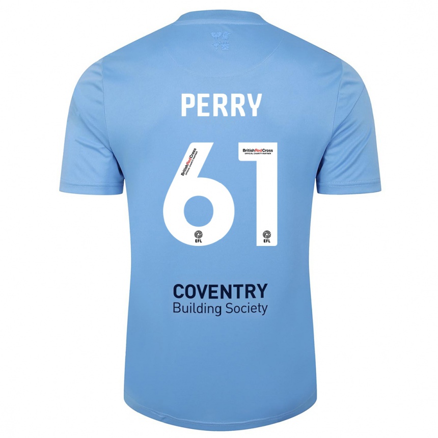 Niño Fútbol Camiseta Callum Perry #61 Cielo Azul 1ª Equipación 2023/24