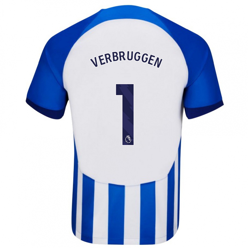 Niño Fútbol Camiseta Bart Verbruggen #1 Azul 1ª Equipación 2023/24