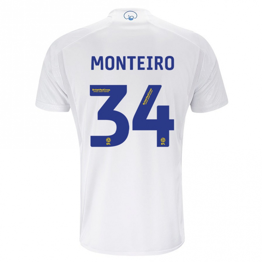 Niño Fútbol Camiseta Diogo Monteiro #34 Blanco 1ª Equipación 2023/24