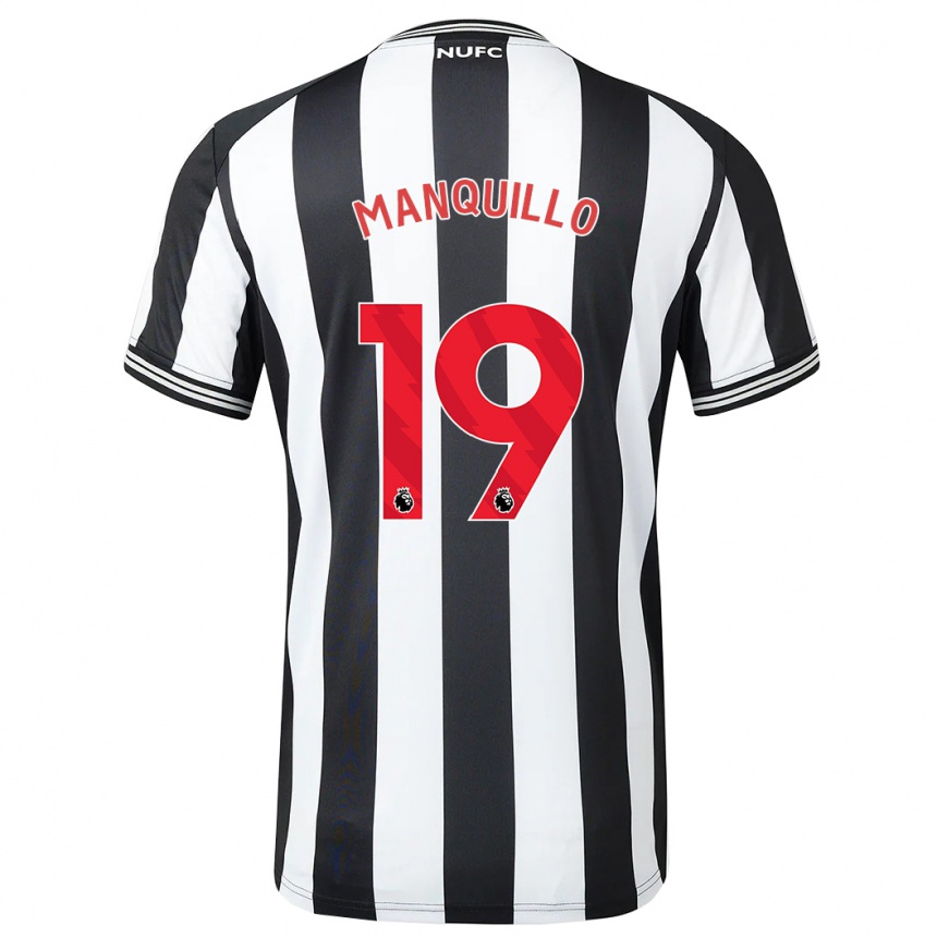 Niño Fútbol Camiseta Javier Manquillo #19 Blanco Negro 1ª Equipación 2023/24