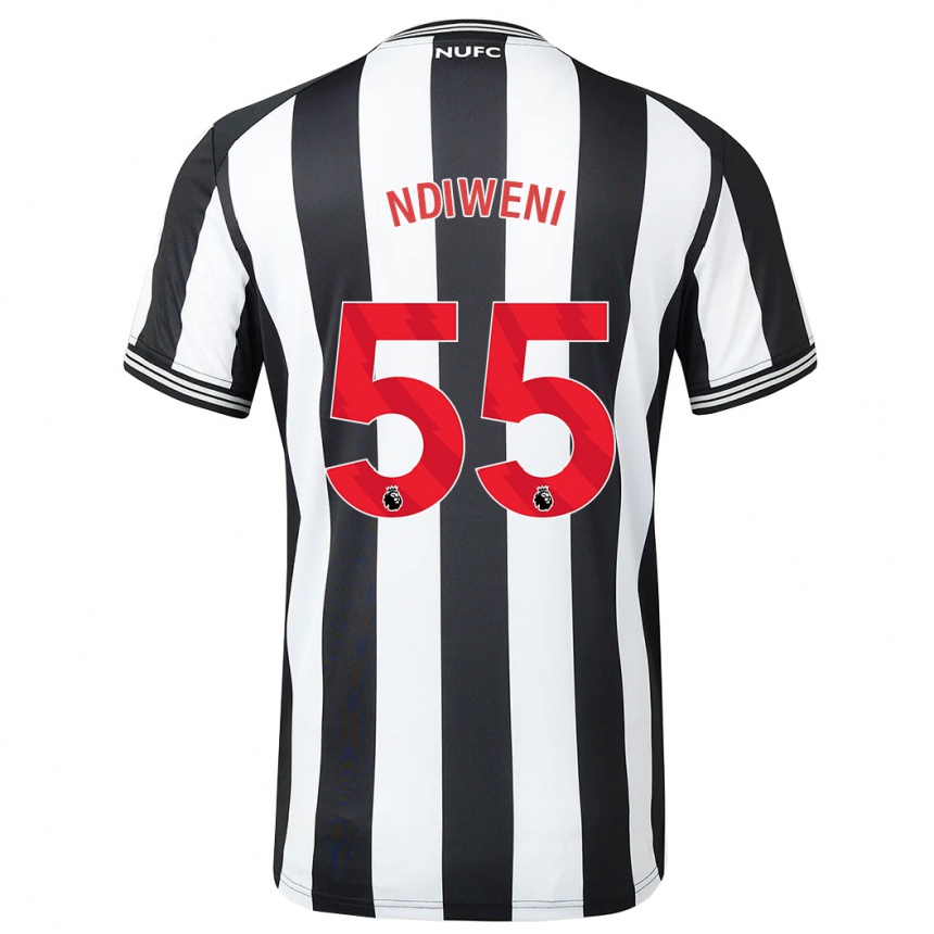 Niño Fútbol Camiseta Michael Ndiweni #55 Blanco Negro 1ª Equipación 2023/24