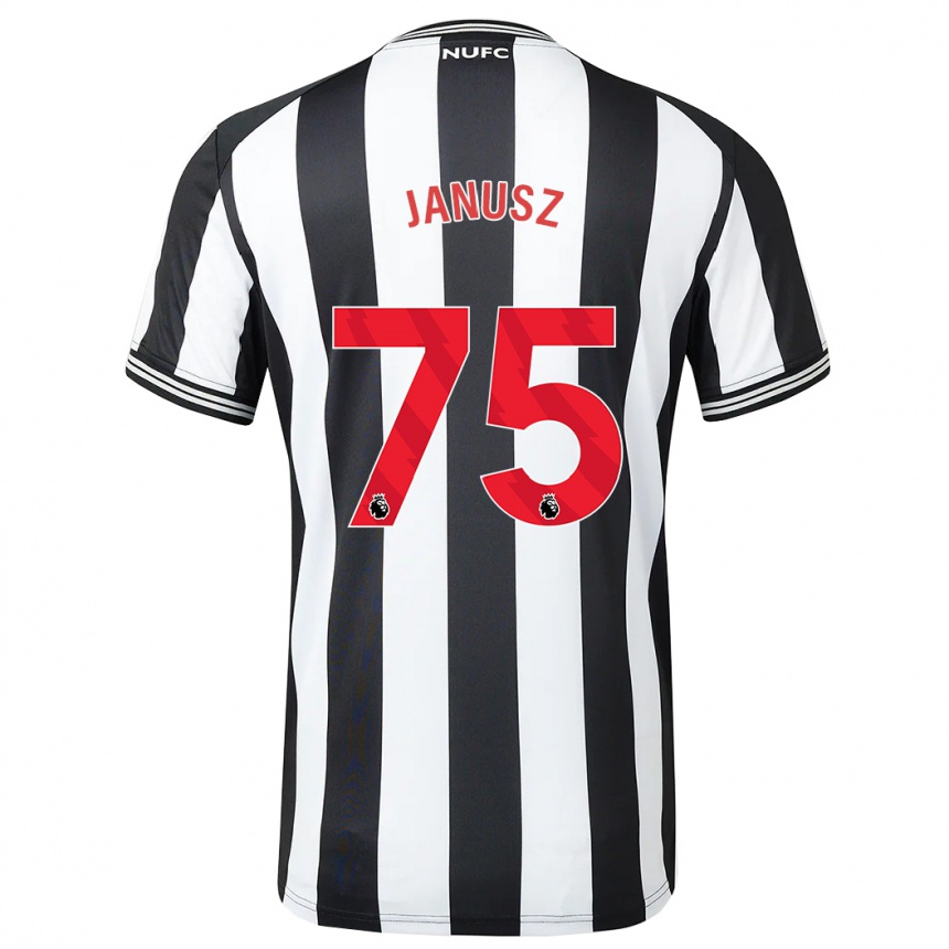 Niño Fútbol Camiseta Adrian Janusz #75 Blanco Negro 1ª Equipación 2023/24