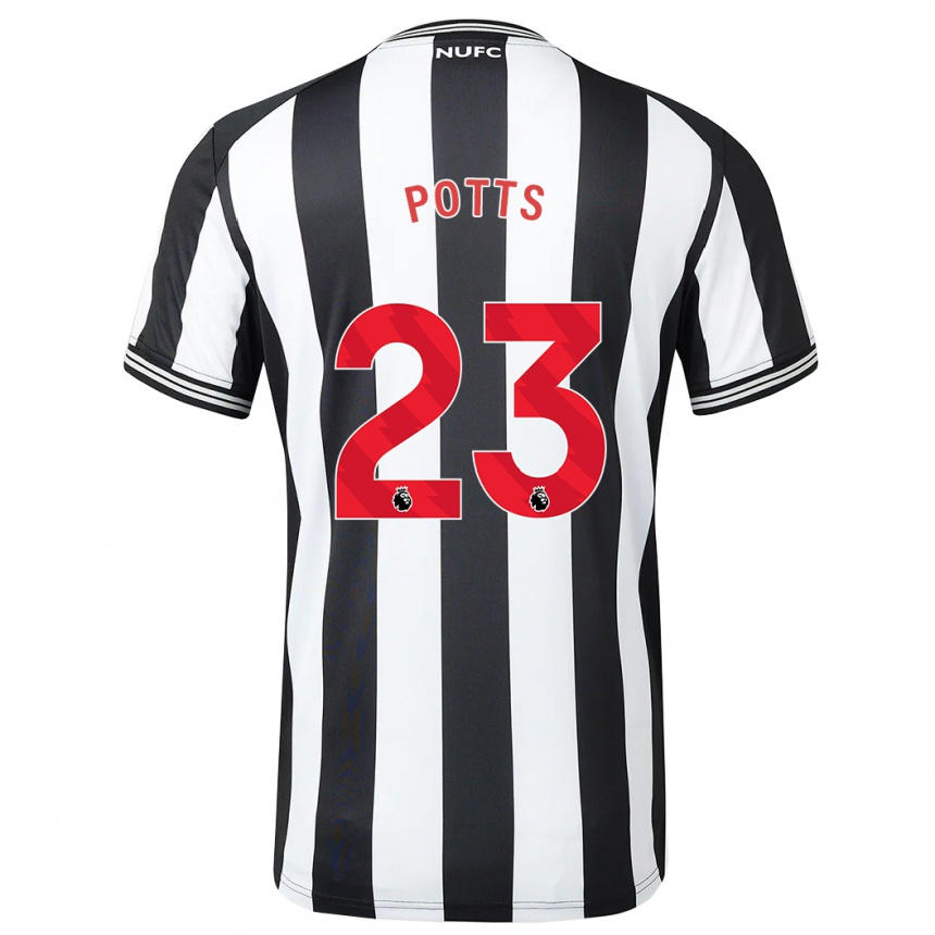 Niño Fútbol Camiseta Charlotte Potts #23 Blanco Negro 1ª Equipación 2023/24