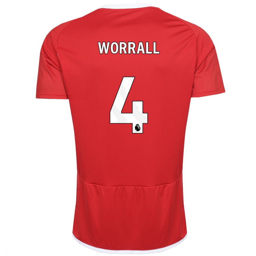 Niño Fútbol Camiseta Joe Worrall #4 Rojo 1ª Equipación 2023/24