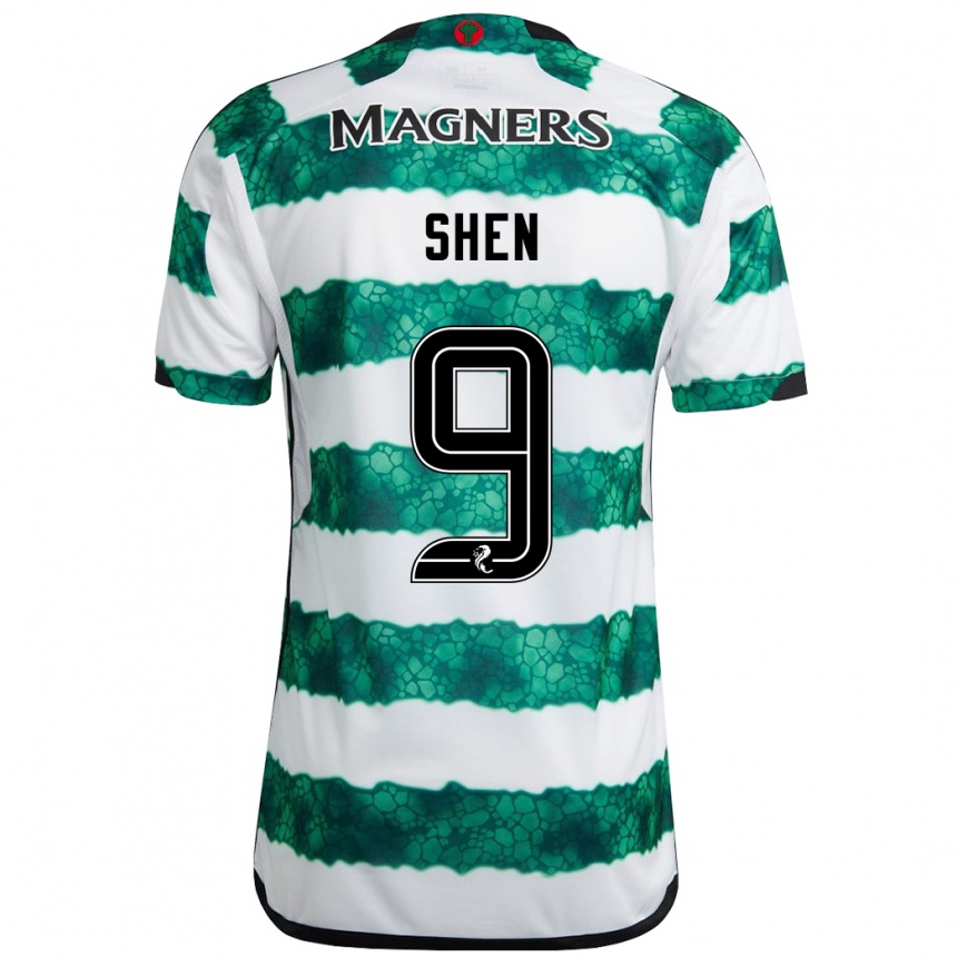 Niño Fútbol Camiseta Shen Mengyu #9 Verde 1ª Equipación 2023/24