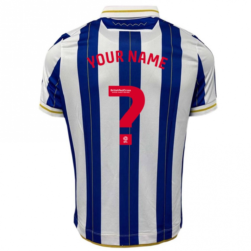 Niño Fútbol Camiseta Su Nombre #0 Azul Blanco 1ª Equipación 2023/24