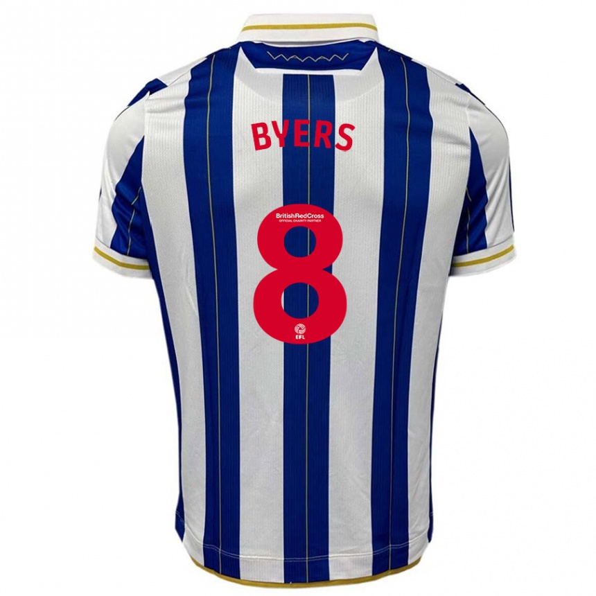 Niño Fútbol Camiseta George Byers #8 Azul Blanco 1ª Equipación 2023/24