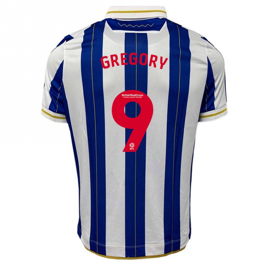 Niño Fútbol Camiseta Lee Gregory #9 Azul Blanco 1ª Equipación 2023/24