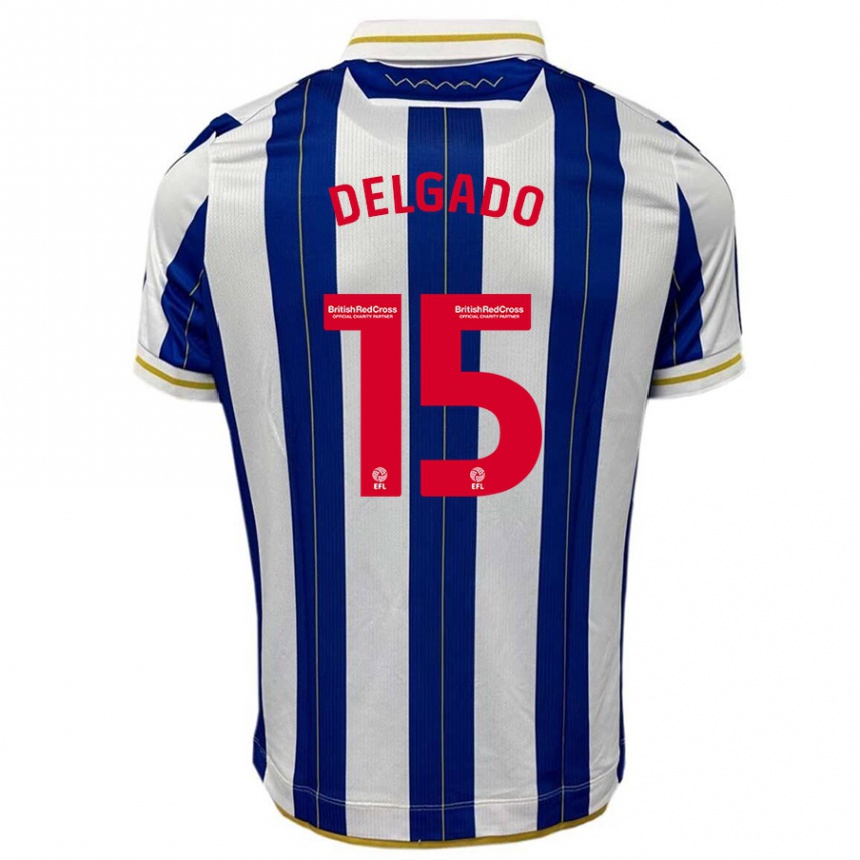 Niño Fútbol Camiseta Juan Delgado #15 Azul Blanco 1ª Equipación 2023/24