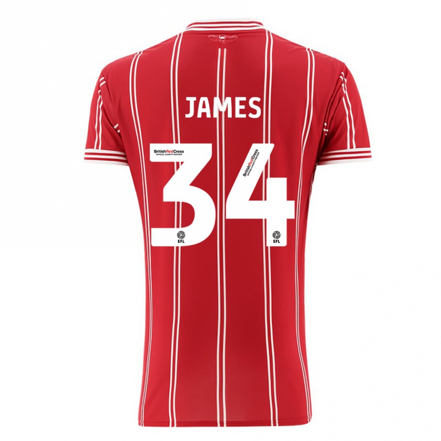 Niño Fútbol Camiseta Joseph James #34 Rojo 1ª Equipación 2023/24