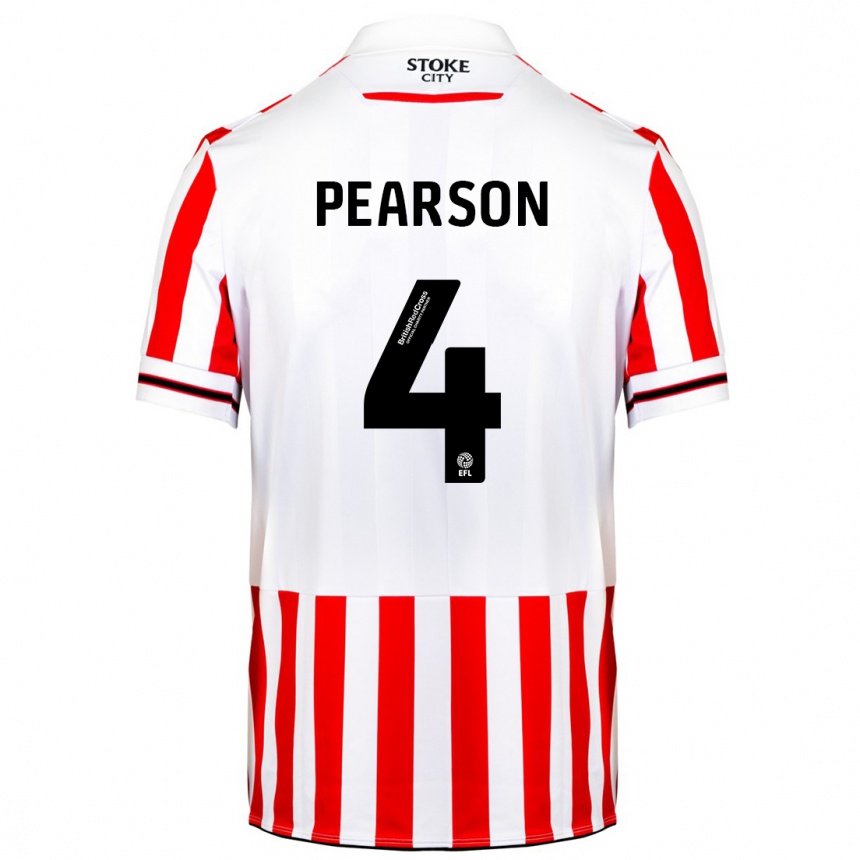 Niño Fútbol Camiseta Ben Pearson #4 Rojo Blanco 1ª Equipación 2023/24