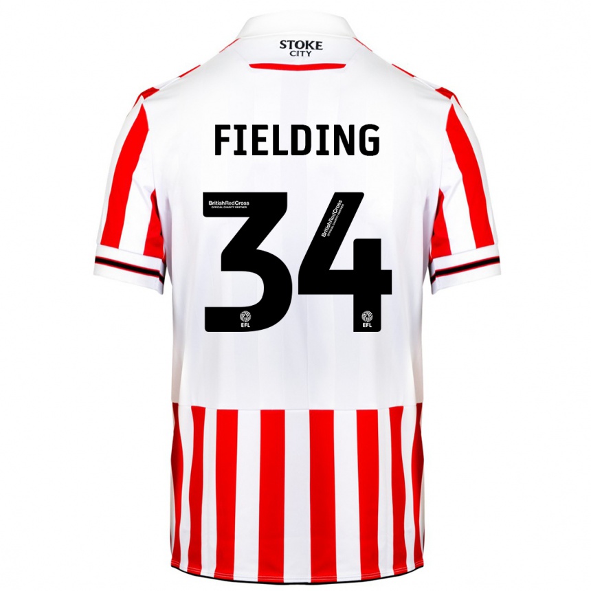 Niño Fútbol Camiseta Frank Fielding #34 Rojo Blanco 1ª Equipación 2023/24