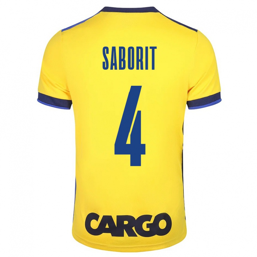 Niño Fútbol Camiseta Enric Saborit #4 Amarillo 1ª Equipación 2023/24