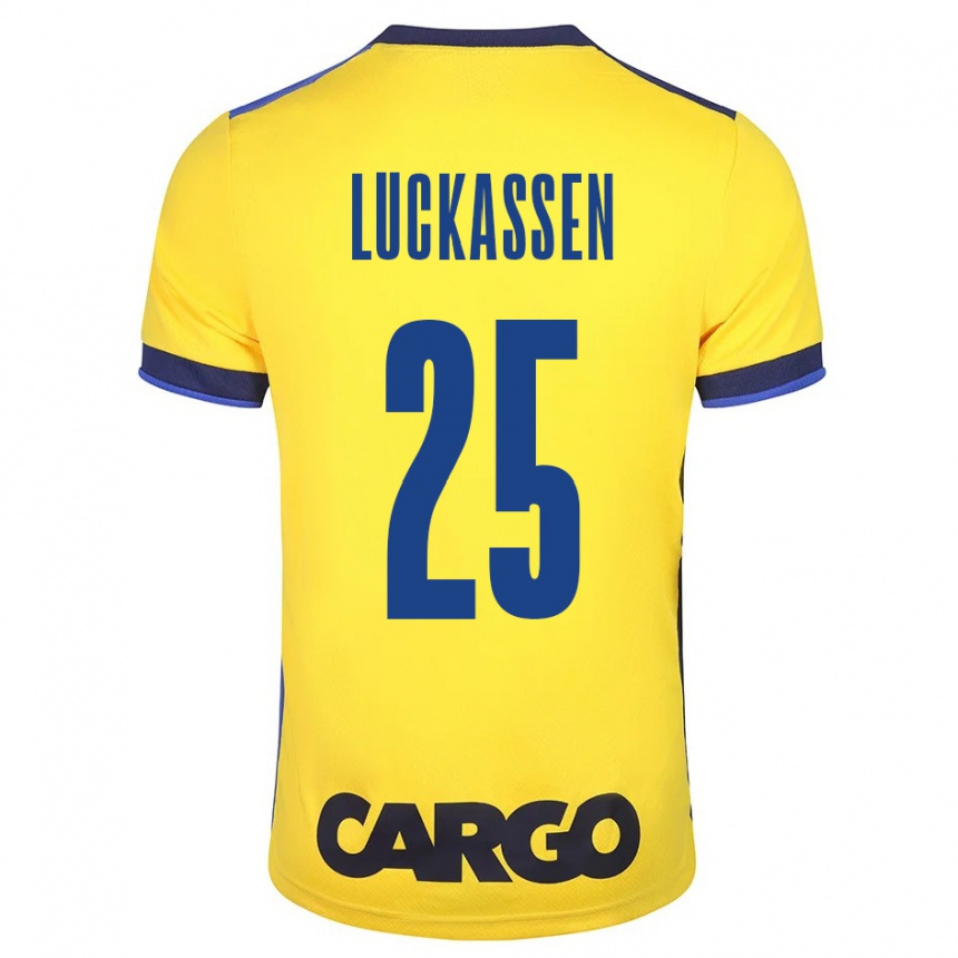 Niño Fútbol Camiseta Derrick Luckassen #25 Amarillo 1ª Equipación 2023/24