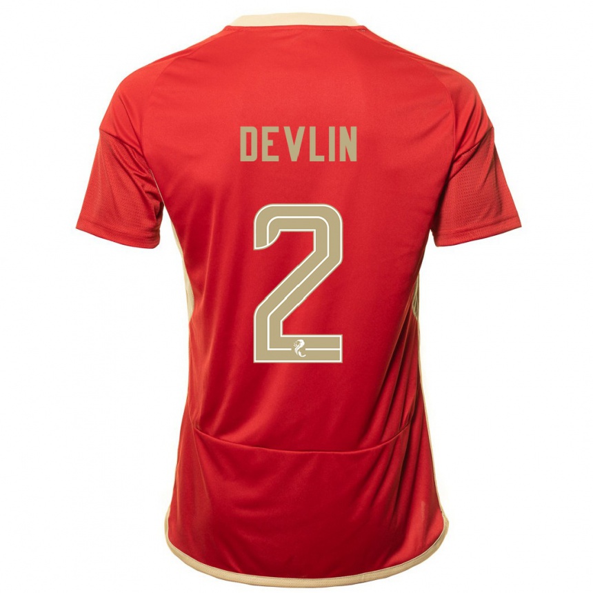 Niño Fútbol Camiseta Nicky Devlin #2 Rojo 1ª Equipación 2023/24