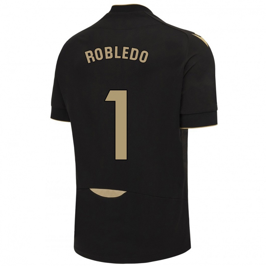 Niño Fútbol Camiseta Robledo #1 Negro 2ª Equipación 2023/24