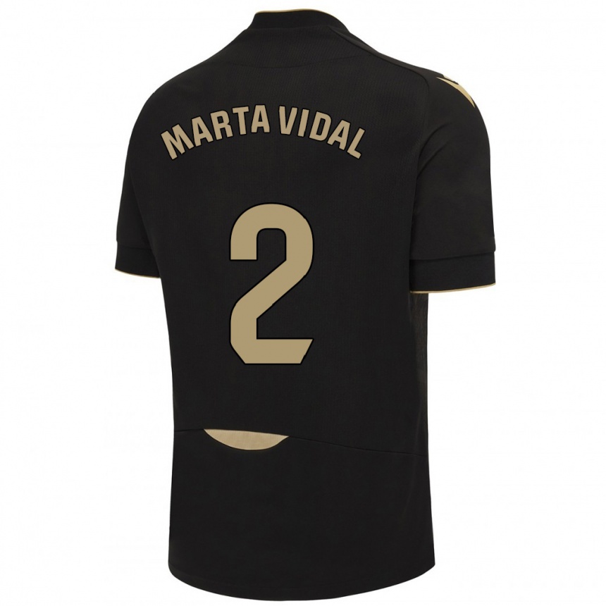 Niño Fútbol Camiseta Marta Vidal Vela #2 Negro 2ª Equipación 2023/24