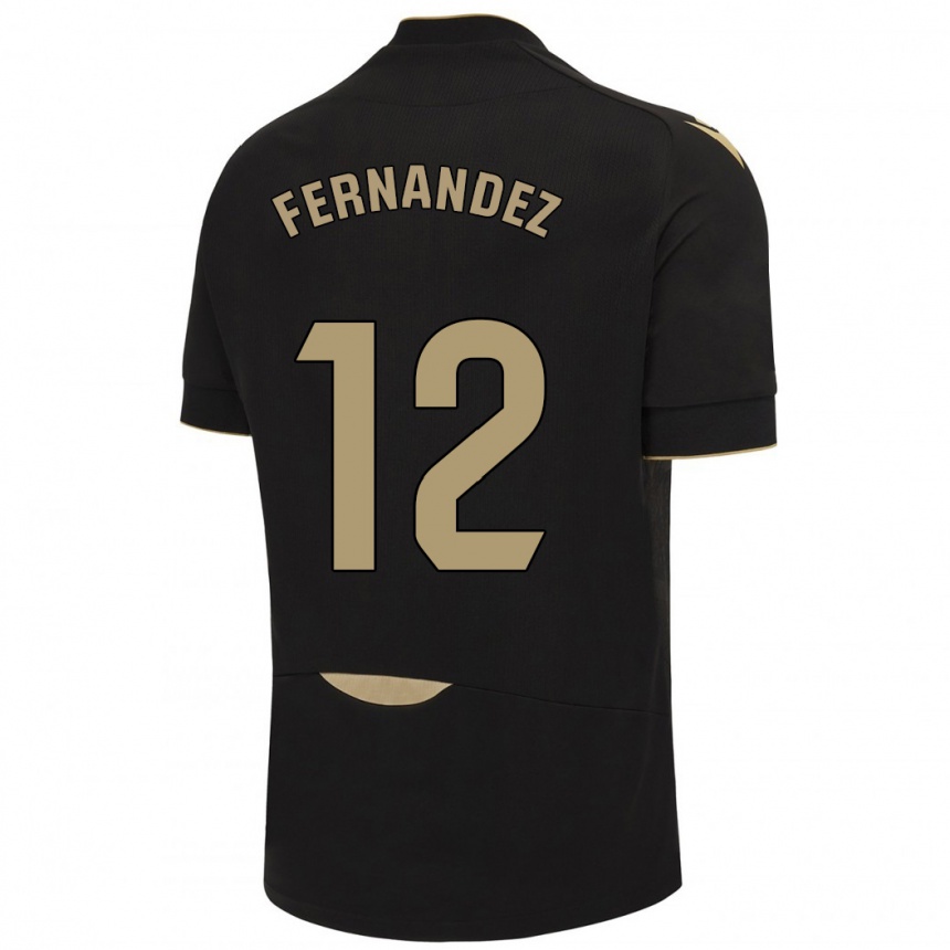 Niño Fútbol Camiseta Sandra Fernández León #12 Negro 2ª Equipación 2023/24