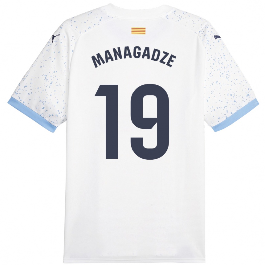 Niño Fútbol Camiseta Luka Managadze #19 Blanco 2ª Equipación 2023/24