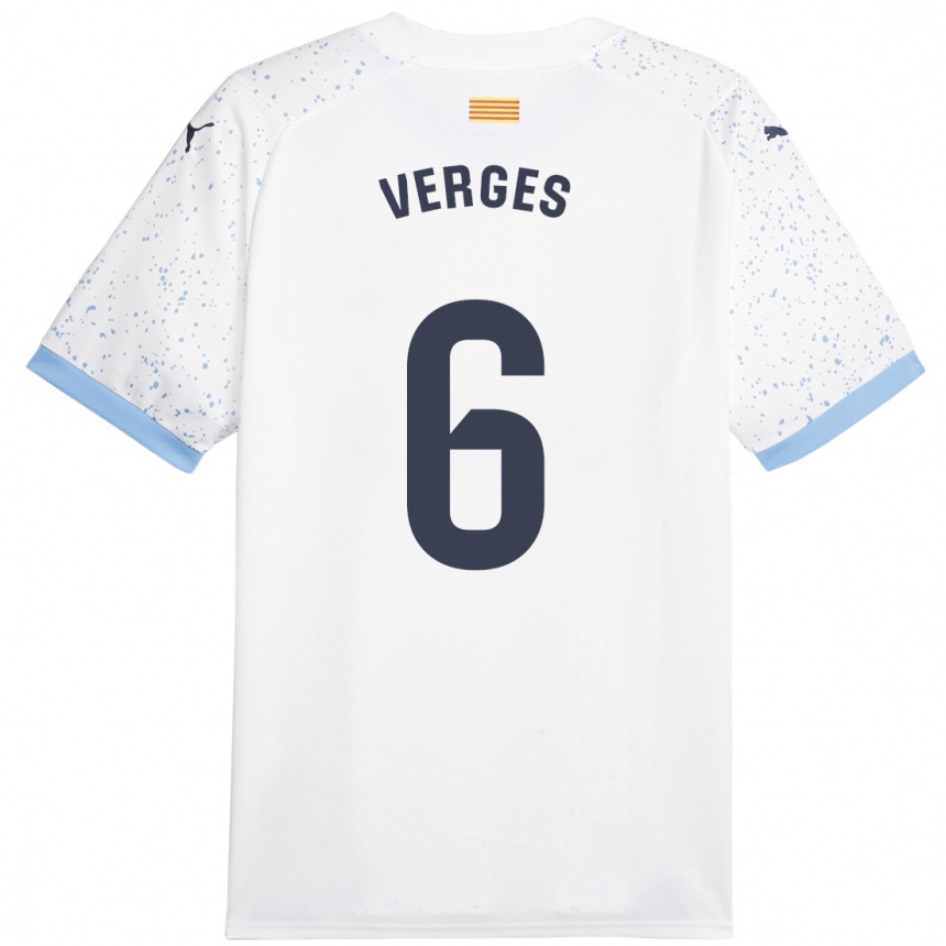 Niño Fútbol Camiseta Mar Vergés #6 Blanco 2ª Equipación 2023/24