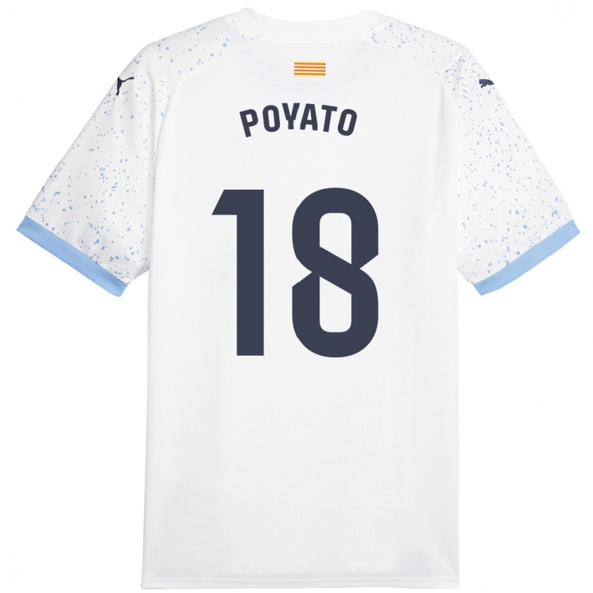 Niño Fútbol Camiseta Marina Poyato #18 Blanco 2ª Equipación 2023/24