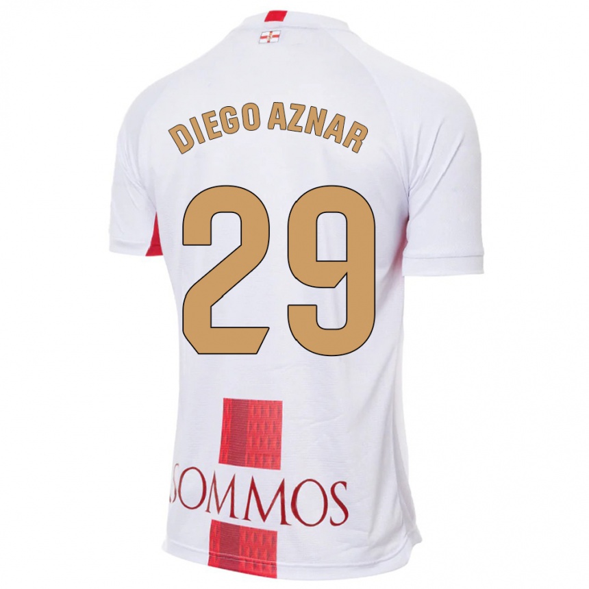 Niño Fútbol Camiseta Diego Aznar #29 Blanco 2ª Equipación 2023/24