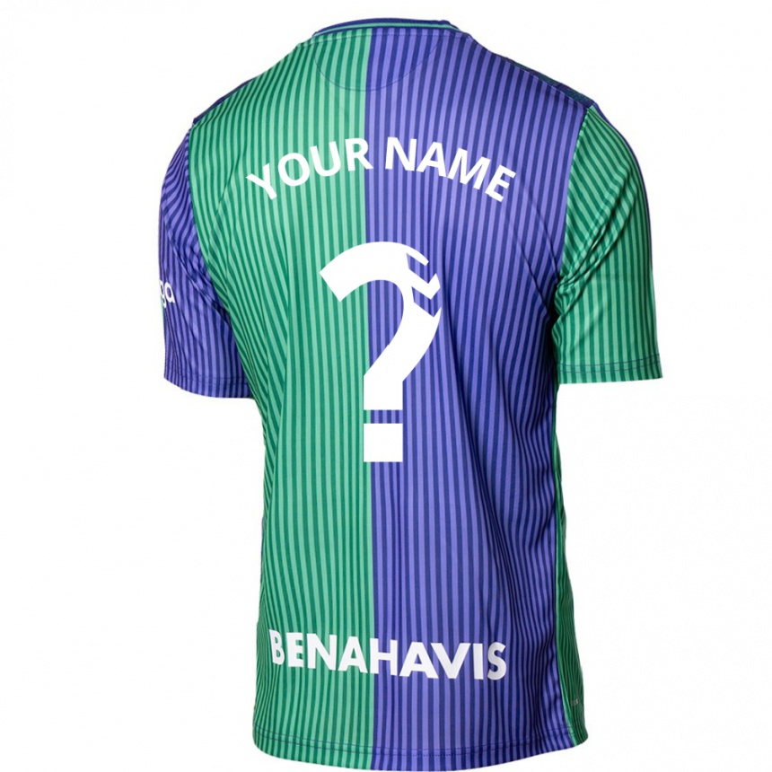 Niño Fútbol Camiseta Su Nombre #0 Verde Azul 2ª Equipación 2023/24