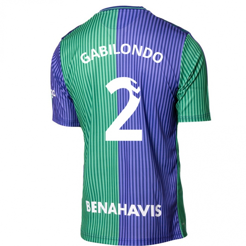 Niño Fútbol Camiseta Jokin Gabilondo #2 Verde Azul 2ª Equipación 2023/24