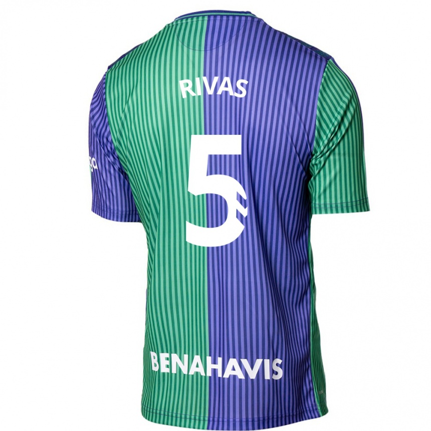 Niño Fútbol Camiseta Juande Rivas #5 Verde Azul 2ª Equipación 2023/24