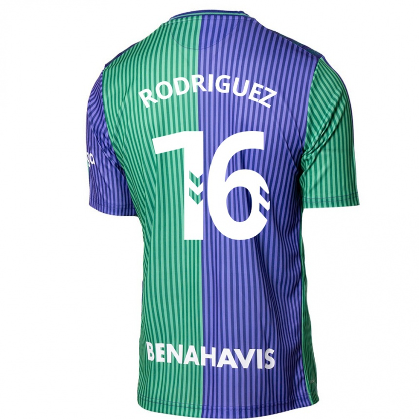 Niño Fútbol Camiseta Genaro Rodríguez #16 Verde Azul 2ª Equipación 2023/24