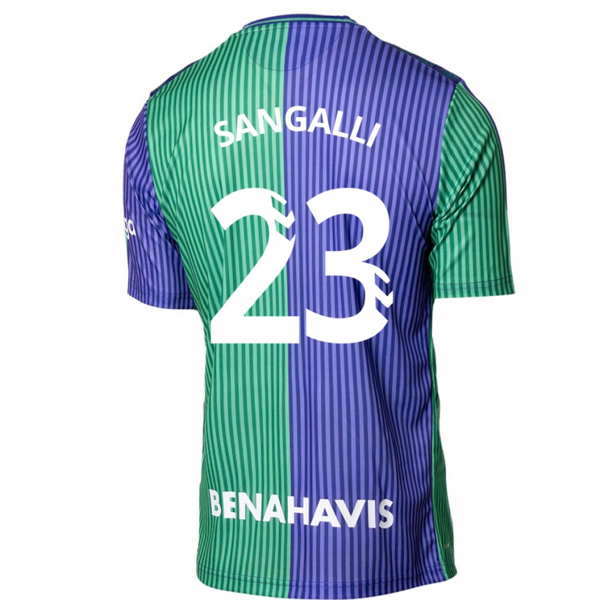 Niño Fútbol Camiseta Luca Sangalli #23 Verde Azul 2ª Equipación 2023/24