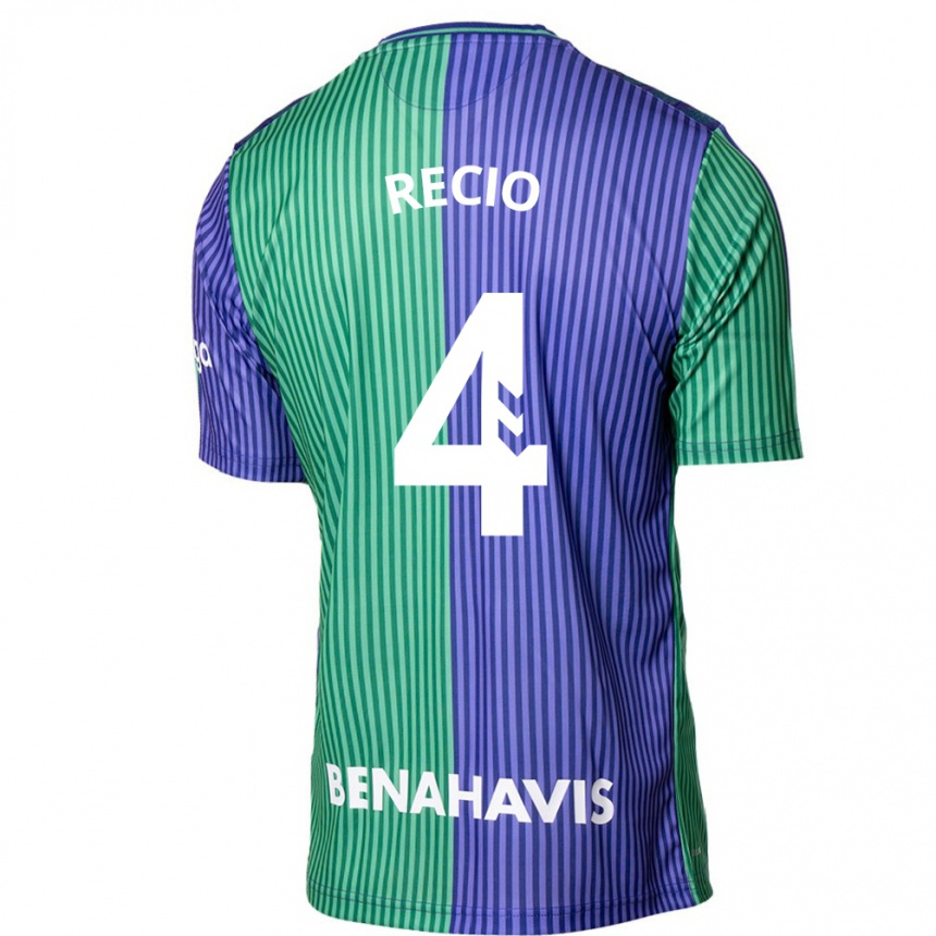 Niño Fútbol Camiseta Ángel Recio #4 Verde Azul 2ª Equipación 2023/24