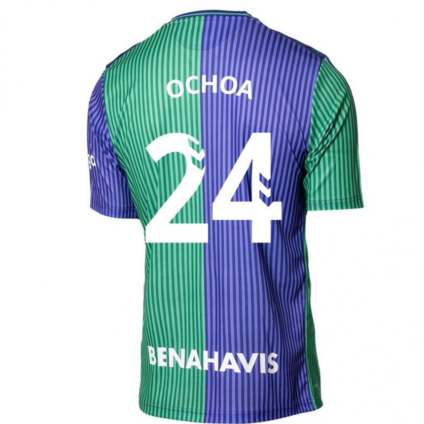 Niño Fútbol Camiseta Aarón Ochoa #24 Verde Azul 2ª Equipación 2023/24