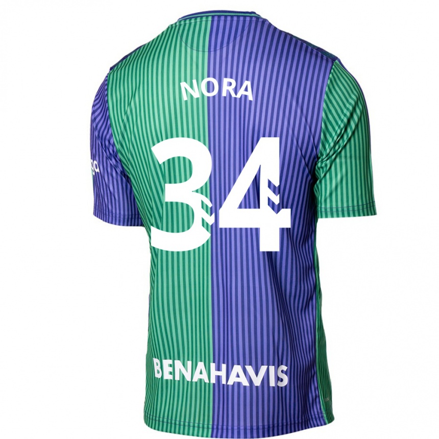 Niño Fútbol Camiseta Nora #34 Verde Azul 2ª Equipación 2023/24