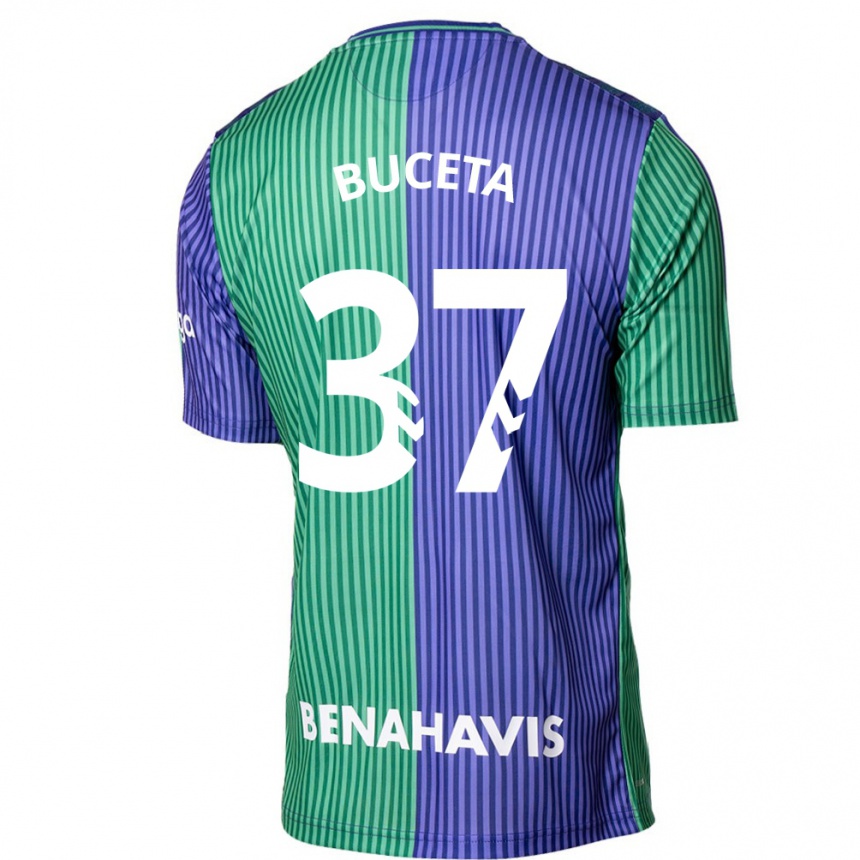 Niño Fútbol Camiseta Ana Buceta #37 Verde Azul 2ª Equipación 2023/24