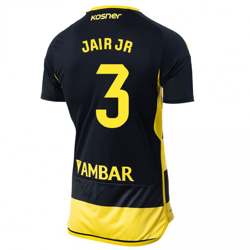 Niño Fútbol Camiseta Jair Amador #3 Negro Amarillo 2ª Equipación 2023/24