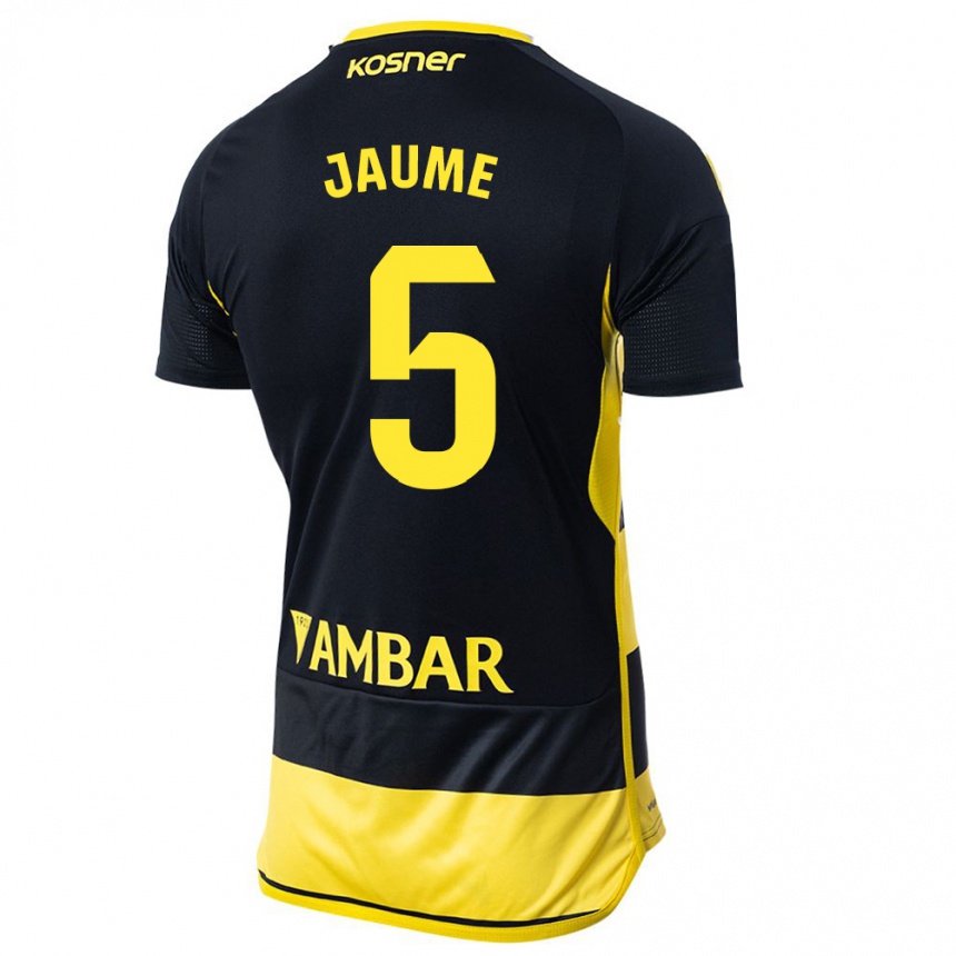 Niño Fútbol Camiseta Jaume Grau #5 Negro Amarillo 2ª Equipación 2023/24