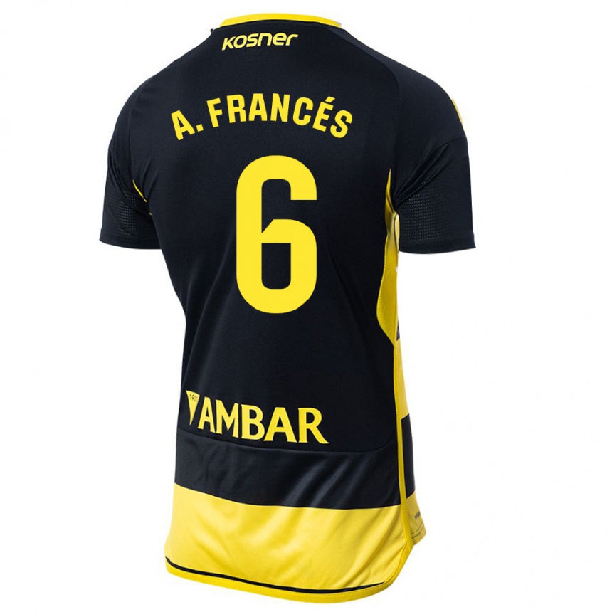 Niño Fútbol Camiseta Alejandro Francés #6 Negro Amarillo 2ª Equipación 2023/24