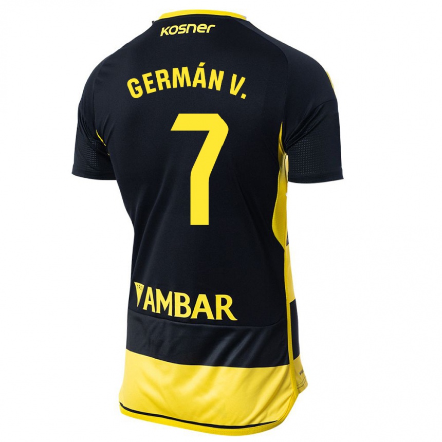 Niño Fútbol Camiseta German Valera #7 Negro Amarillo 2ª Equipación 2023/24