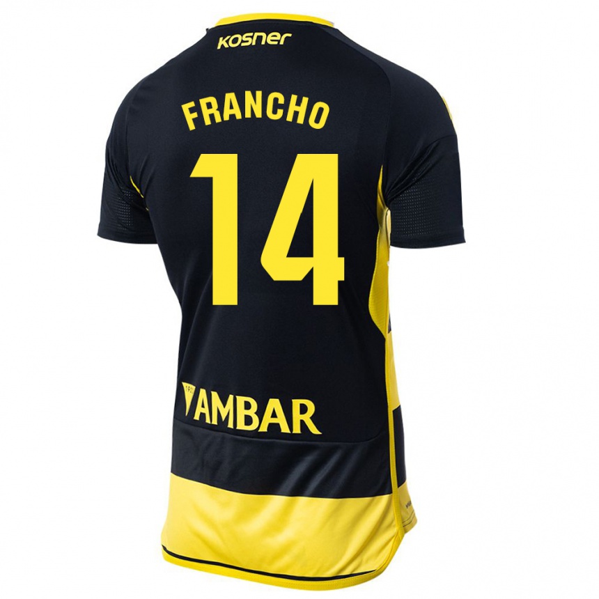 Niño Fútbol Camiseta Francho Serrano #14 Negro Amarillo 2ª Equipación 2023/24