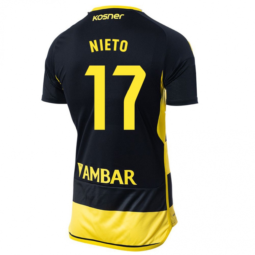 Niño Fútbol Camiseta Carlos Nieto #17 Negro Amarillo 2ª Equipación 2023/24